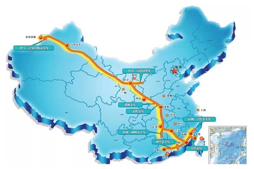 中国长输天然气的三条管道